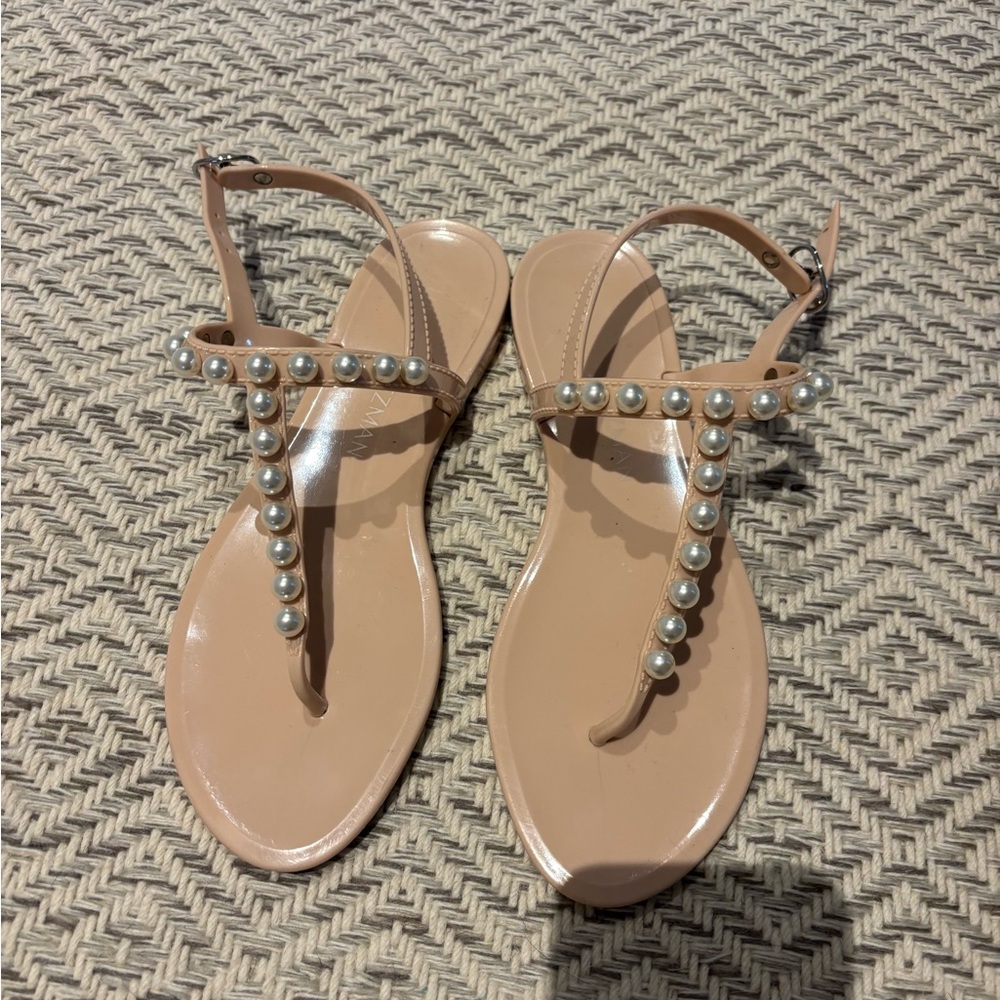 Stuart Weitzman Goldie Pearl Jelly Sandals Sz 8